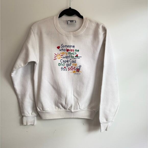 USA made cotton blend Kids Lee Cape Cod 1990s sweatshirt vintage big print Large - Picture 9 of 9